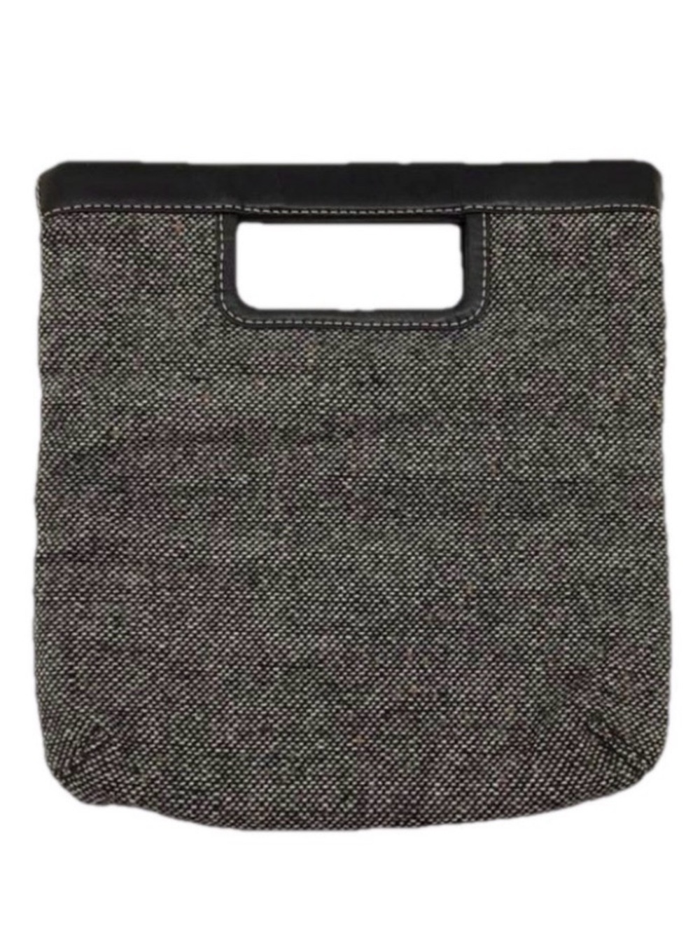 BANANA REPUBLIC—Vtg—B&W Wool Blend Fabric and Black Leather Trim Slim Clutch
